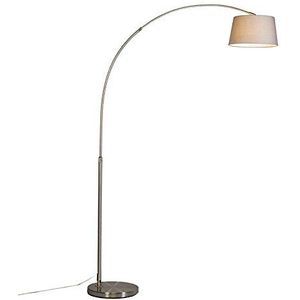 QAZQA Arc-basic - Moderne Staande Booglamp - 1 Lichts - H 1760 Mm - Grijs - Woonkamer