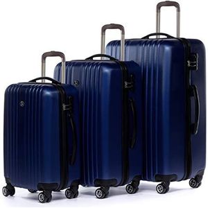 FERGÉ 3-delige koffer-set Reisbagage TOULOUSE premium harde spinner premium bagage-koffer blauw