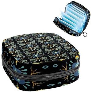 Opbergtas voor maandverband, menstruatiecup zakje tampon tas, menstruatiepads, houder organizer voor vrouwen en meisjes, mandala zwart