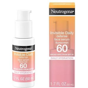 Neutrogena Invisible Daily Defense Gezichtsserum met breed spectrum SPF 60+ om de gladde huidtint te helpen, olievrij, niet-vervaagd, antioxidant complex voor milieuagressors, 400 ml