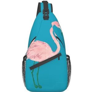 Just Married Print Crossbody Fanny Pack, Sling Rugzak Tas voor Vrouwen, Reizen Wandelen Borst Tas Dagrugzak, Handgeschilderde Flamingo Bird, Eén maat