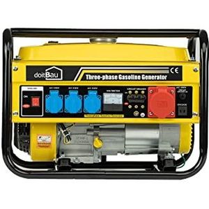 doitBau 3000 W YFG3500 3-fasen benzinegenerator met 3 kW maximaal vermogen generator en noodstroomaggregaat 6,5 pk 4-takt AVR en overbelastingsbeveiliging met trekstarter