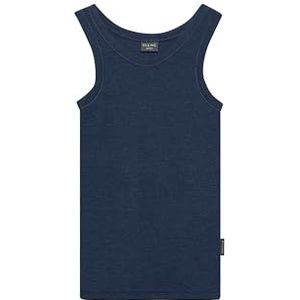 Dilling Kinderonderhemd van 100% biologische merinowol, 1 x 1 glad gebreid, mulesingvrij en temperatuurregulerend, uniseks tanktop voor jongens en meisjes, Donkerblauw, 158