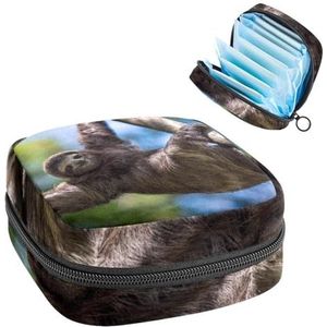Opbergtas voor maandverband, menstruatiecup zakje tampon tas, menstruatiepads, houder organizer voor vrouwen en meisjes, dierenluiaard