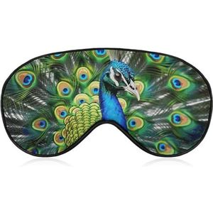 Comfortabel oogmasker voor slaap, blauwe pauw, bedrukt, lichtblokkerende oogbedekking met verstelbare riem, ooglapjes, blinddoek voor kantoor, dutje en reizen
