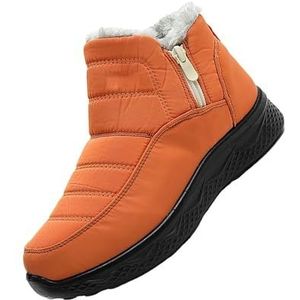 Waterdichte Thermische Blotevoetenschoenen For Comfort, Winterschoenen Met Rits Aan De Zijkant, Lichtgewicht Instappers Met Dikke Hak En Korte Laarzen(Orange,7 UK)