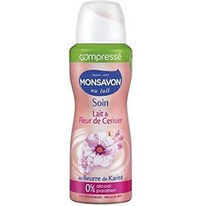 Monsavon Compressed Deodorant 48 uur Melk & Kersenbloesem 100 ml Spray
