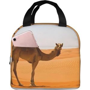 Desert Sand Camel uniseks verdikte geïsoleerde lunchtas met voorvak voor werk, reizen, wandelen, picknick