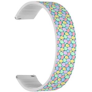 RYANUKA Solo Loop band compatibel met Ticwatch Pro 3 Ultra GPS/Pro 3 GPS/Pro 4G LTE / E2 / S2 (Easter Eggs Doodle) quick-release 22 mm rekbare siliconen band band accessoire, Siliconen, Geen edelsteen
