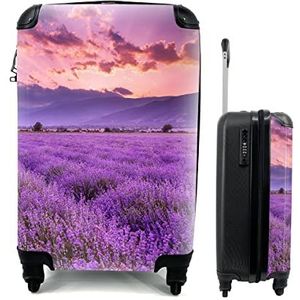 MuchoWow® Koffer - Lavendel - Paars - Bloemen - Veld - Past binnen 55x40x20 cm en 55x35x25 cm - Handbagage - Trolley - Fotokoffer - Cabin Size - Print