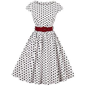 Vrouwen Groene Ruches Retro jaren 1950 Jurk A Line V-hals Korte Mouwen Vintage Jurk – NL