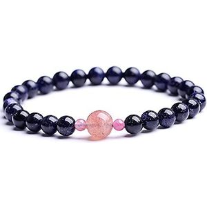 Armbanden met kralen Blauwe goudsteen armband Lucky Charm armband for dames heren 6/8/10 mm ronde kralen armband kristal stretch armband aantrekken geld overvloed C (Color : Blue_10mm)