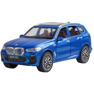 Voor BMW X5 SUV Legering Model Auto Diecasts & Toy Vehicles Metalen Speelgoed Auto Model Simulatie Geluid En Licht 1:32 (Color : Blue)