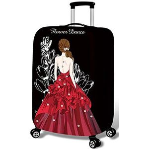 YEKEYI Bagage Protector Case Wasbare Reizen Bagage Cover Leuke Meisje Koffer Protector Past 45-32 Inch, Rode Rok Meisje, M (Suitable for 22""-24"" luggage), Modern design