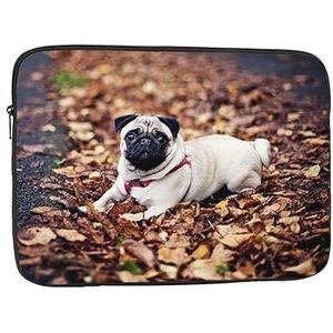 Herfst Gebladerte Mopshond Laptop Sleeve Case Waterdichte Schokbestendige Notebook Case Cover Mode Aktetas Tas Lichtgewicht Computer Tas voor Vrouwen Mannen 17 inch