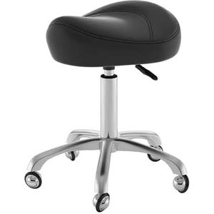 FXLUHAY Hydraulische zadelkruk rollende draaistoel met wielen in hoogte verstelbare ergonomische tandheelkundige zadelstoel voor hygiënische kliniek salon tatoo massage kantoor (zwart)