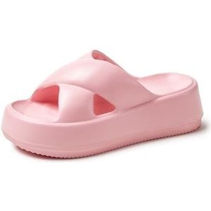 fengqingyunyan0304 Slide, zomerpantoffels met dikke zool voor dames, zachte slippers voor binnen en buiten, voor heren, Roze, 41 EU