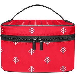 Make-up Organizer Bag, Reizen Make-up Tas Organizer Case Draagbare Cosmetische Tas voor Vrouwen en Meisjes Toiletries Rode Kerstboom Branch-01, Meerkleurig, 22.5x15x13.8cm/8.9x5.9x5.4in