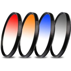 Geschikt for SLR Camera Universeel Draad Gradiënt Grijs Blauw Oranje Rood Filter Kleurweergave Synergist om opbergtas te sturen(Color:58mm)