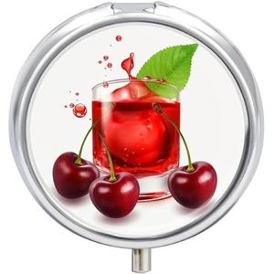Pillendoos 3 compartimenten ronde pillenorganisator dagelijkse kleine pillenetui voor reizen kersensap metalen pillencontainer draagbare medicijnorganisator voor pillen vitaminen visolie supplement