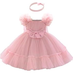 Lito Angels Jurk voor babymeisjes, tule bloemenmeisjesjurk, prinsessenjurk, verjaardag, bruiloft, feest, outfit, fancy baljurk kostuum met strik, hoofdband voor fotoshoot, vakantieceremonie, leeftijd
