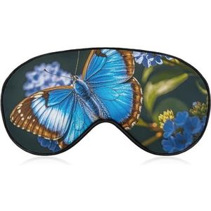 Comfortabel oogmasker om te slapen, blauwe vlinder, bedrukt, lichtblokkerende oogbedekking met verstelbare riem, ooglapjes, blinddoek voor kantoor, dutje en reizen