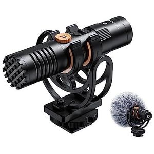 Geluidskaartset, VM10 Pro cameramicrofoon met shockmount, versterkingsregeling en deadcat, videomicrofoon