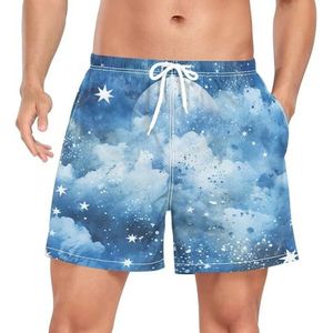 Niigeu Art Aquarel Moon Star mannen zwembroek shorts sneldrogend met zakken, Leuke mode, S