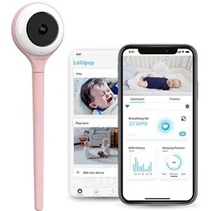 Lollipop Baby Monitor (Suikerspin) – Slimme WiFi Babycamera met Geluids- en Bewegingdetectie, Echte Huilherkenning en Comfort Analyse