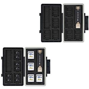 JJC Opbergdoos voor geheugenkaarten, waterdichte hoes voor 8 SD-kaarten en 16 micro-SD-kaarten (met SD/Micro SD-kaartlezer)