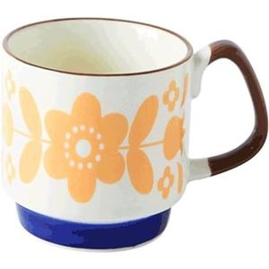 cups Vintage keramische mok Klassieke handgeschilderde koffiemok met groot handvat - Magnetronbestendig - for koude dranken/warme dranken - 300ML - 4 kleuren koffie (Color : Yellow)