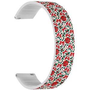 RYANUKA Solo Loop band compatibel met Ticwatch GTH 2 / Pro 3 / Pro 2020 / Pro S/GTX, 22 mm (Christmas Vintage Holly) Quick-Release 22 mm rekbare siliconen band band accessoire, Siliconen, Geen