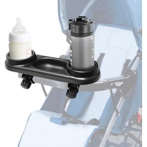 OLACD 3-in-1 organizer voor wandelwagen met afneembare snackbak en bekerhouder, antislip multifunctionele bevestiging voor kinderwagens met afneembare gripplip, universele pasvorm voor platte