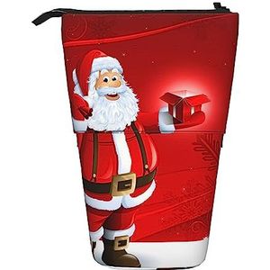 Merry Christmas Potlood Case Telescopische Make-up Tas Pop Up Office Organizer Box Staande Pen Houder Cosmetica Tas met Ritssluiting, Zwart, Eén maat, Munten Pouch