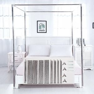 Klamboe Frame voor Bed Hemelbed Netting Roestvrij Stalen Frame/Post Full/Queen Size Zilver hemelbed Frame Verstelbaar,Metal tee