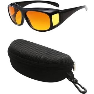 Boolavard Nachtrijbril | UV400-Bescherming, Anti-Reflectie, Gele Tint | Overzetbril met etui | Geschikt voor Vissen en Golfen | Mannen en Vrouwen (Geel)