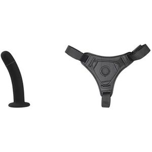 Beginner to Expert | Unisex Strap On Dildo Harness Kit Option | 5 to 7in Silicone Strap On for Pegging Play | Adjustable Harness | Anal Dildo Adult Sex Toy | Waterproof | Black (With Belt, S)