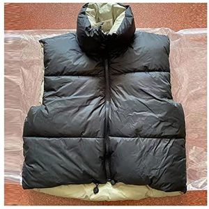 Wintervest Winter vrouwen vest mode dubbelzijdige vest jas vintage warm mouwloze vest vrouwelijke casual korte uitloper vest top (Color : Black, Grootte : S-M)
