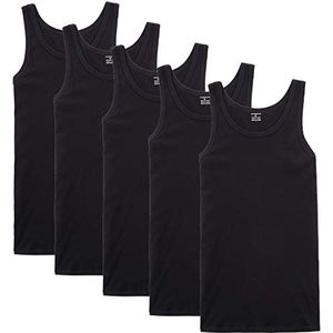 NUOZA vest heren tanktop 5 pack fijne rib spieren shirts katoen alle maten en kleuren-zwart,3XL