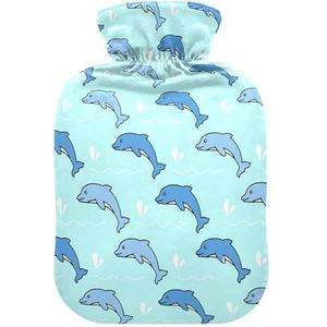 LI ZHI XIN PVC warmwaterkruik met fluwelen deksel 1L 2L kleine middelgrote oceaan dolfijn patroon