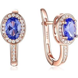 Oorclips Rose Gold Tanzanite edelsteen clip oorbellen for vrouwen echt 925 zilveren ovaal 5 * 7 sieraden for betrokkenheid Oorbellen