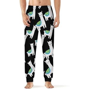 Leuke Dier Alpaca Lama Mannen Pyjama Broek Zachte Lounge Bottoms Met Pocket Slaap Broek Loungewear