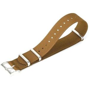 InOmak Gevlochten armband met riem voor 20/22 mm nylon armband, Bruin-zilver, 22 mm, strepen