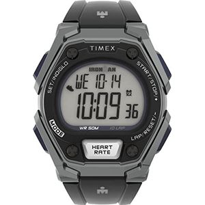 Timex Heren Ironman Classic 43mm horloge - zwarte band met oranje accenten, Zwart/Grijs, Chronograaf