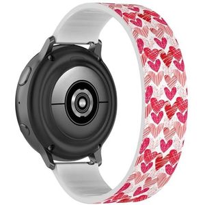 RYANUKA Solo Loop armband compatibel met Samsung Galaxy Watch 6 / Classic, Galaxy Watch 5 / PRO, Galaxy Watch 4 Classic (Red Hearts On) rekbare siliconen band band accessoire, Siliconen, Geen