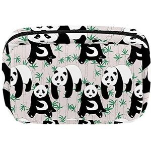 Panda bamboe China cosmetische rits zakje make-up tas reizen waterdichte toilettassen voor vrouwen, Meerkleurig, 17.5x7x10.5cm/6.9x4.1x2.8in