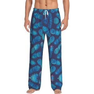Blauwe Ananas Lange Lounge Wear Broek Nachtkleding Pyjama Bottoms Nachtkleding Nachtkleding Met Zakken En Trekkoord, Wit, S