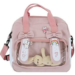 CRGANGZY Cartoon Leuke Meisje Reizen Crossbody Messenger Bags Kawaii Schouder Rugzak Koreaanse Studenten Japanse Schooltas, roze, 310*270*100mm/12.2*10.6*3.9in