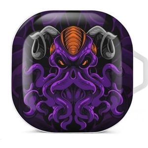 Kraken print oordopjes hoesje compatibel met Samsung hard shell beschermhoes wit stijl