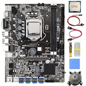 AMIUHOUN B75 8 Card BTC Mijnbouw Moederbord+CPU+Ventilator+Thermische Pad+Schroevendraaier++Schakelaar Kabel 8X USB3.0 (PCIE) LGA1155 DDR3 MSATA